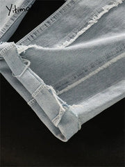 Fashion High Waisted Vintage Wide Leg Jeans Streetwear Casual Chic