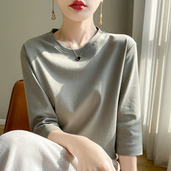 Short Sleeve T-Shirt Joker Cotton Cropped Sleeve Bottoming Shirt