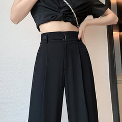 Casual Pants Wide Leg Pants Office Lady Solid Color High Waist Trousers