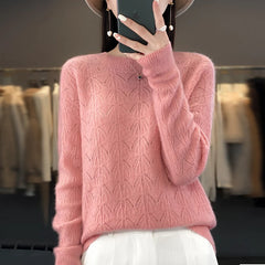 Women's Clothing Sweater Knitted Hollow Top O-Neck Pullover