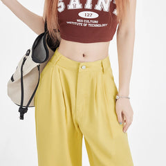 Cosy Lyocell Fabric Woman Jeans Loose Wide Leg Straight High Waist Fashion