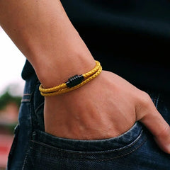 Mens Bracelet With Keel Rope Stainless Steel Magnetic C