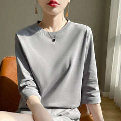Short Sleeve T-Shirt Joker Cotton Cropped Sleeve Bottoming Shirt
