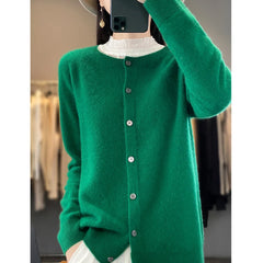Fashion Women Cardigans Cashmere Sweater O-neck Long Sleeve Knitwear