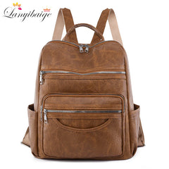 Genuine Leather Classic Backpack Travel Fashion School Bag