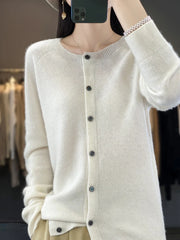 Fashion Women Cardigans Cashmere Sweater O-neck Long Sleeve Knitwear