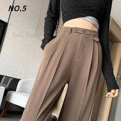 Suit Pants High Waist Wide-Leg Pants Trousers