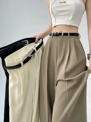 Women's Pants Casual High Waist Loose Straight Trousers