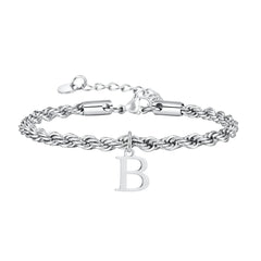 Men Twisted Rope Silver Color Link Chain Bracelets