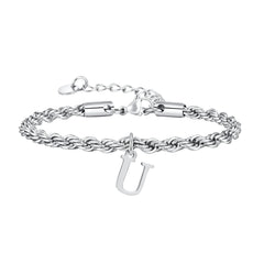Men Twisted Rope Silver Color Link Chain Bracelets