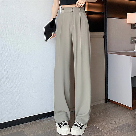 Casual Pants Wide Leg Pants Office Lady Solid Color High Waist Trousers