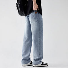 Style Men's Baggy Jeans Elastic Waist Work Clothes Straight Loose Retro