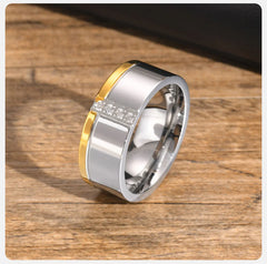 CZ Stones Row Wedding Rings Stainless Steel Finger Band