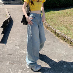 Retro High Waist Loose Wide Leg Jeans Women Streetwear