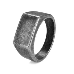 Vintage Steel Square Flat Top Titanium Steel Blank Plain Men Ring