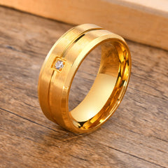 8mm Men's Band Matte Stainless Steel Simple Casual Ring