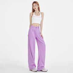 Cosy Lyocell Fabric Woman Jeans Loose Wide Leg Straight High Waist Fashion