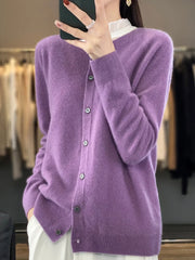 Fashion Women Cardigans Cashmere Sweater O-neck Long Sleeve Knitwear