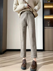 High-waisted Tweed Straight Casual Cropped Pants