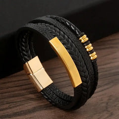 Multilayer Stainless Steel Insert Bracelet Viking Leather Bracelets