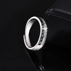 Two Tones Open Black Silver Color Stars Rings
