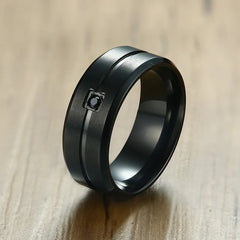 8mm Men's Band Matte Stainless Steel Simple Casual Ring