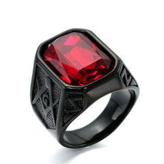Stainless Steel Black Stone Crystal Ring Finger Jewelry Vintage Style