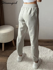 Cotton Sweatpants Women Straight Leg High Waist Streetwear