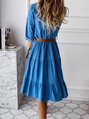 Women's Dress Solid Color Casual Kids Style Dress Denim
