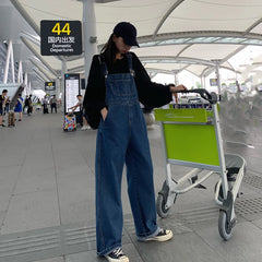 Oversized Overalls Retro Blue Denim Strap Pants Casual Jumpsuit