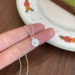 Trendy Fashion 925 Silver Pearl Simple Elegant Thin Chain Pendant Necklace