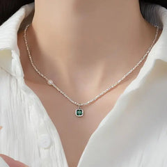 Trendy Fashion 925 Silver Pearl Simple Elegant Thin Chain Pendant Necklace