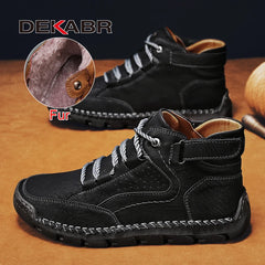 Leather Men Winter Outdoor Ankle Boots Big Size