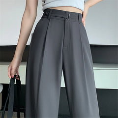 Casual Pants Wide Leg Pants Office Lady Solid Color High Waist Trousers
