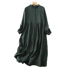 Cotton Vintage Dresses Casual Elegant Dress Long Sleeve Style