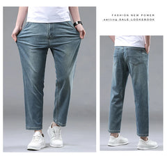 denim Ankle-Length Pants classic style Stretch fabric straight jeans