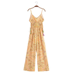 BOHO V neck Paisley Flower Print Slim Jumpsuits