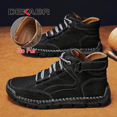 Leather Men Winter Outdoor Ankle Boots Big Size