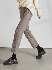 High-waisted Tweed Straight Casual Cropped Pants