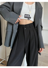 Suit Pants High Waist Wide-Leg Pants Trousers