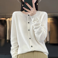 Fashion Women Cardigans Cashmere Sweater O-neck Long Sleeve Knitwear