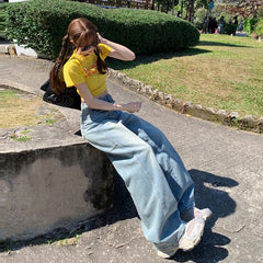 Retro High Waist Loose Wide Leg Jeans Women Streetwear
