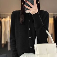 Fashion Women Cardigans Cashmere Sweater O-neck Long Sleeve Knitwear