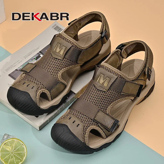 Fashion Casual Genuine Leather Mesh Lining Summer Sandals