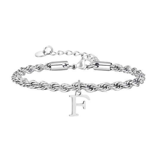 Men Twisted Rope Silver Color Link Chain Bracelets