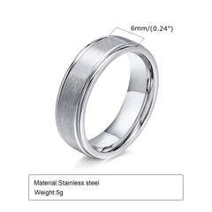 6mm Matte Surface Ring for Men Classic Stainless Steel