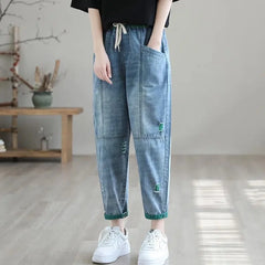 Streetwear Ripped Hole Harem Jeans Baggy Ankle-length Denim