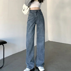 High Waisted Jeans Y2K Fashion Straight Leg Denim Pants
