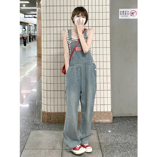 Denim Overalls for Women's Summer Clothes Baggy Jeans