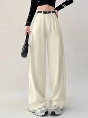 Women's Pants Casual High Waist Loose Straight Trousers